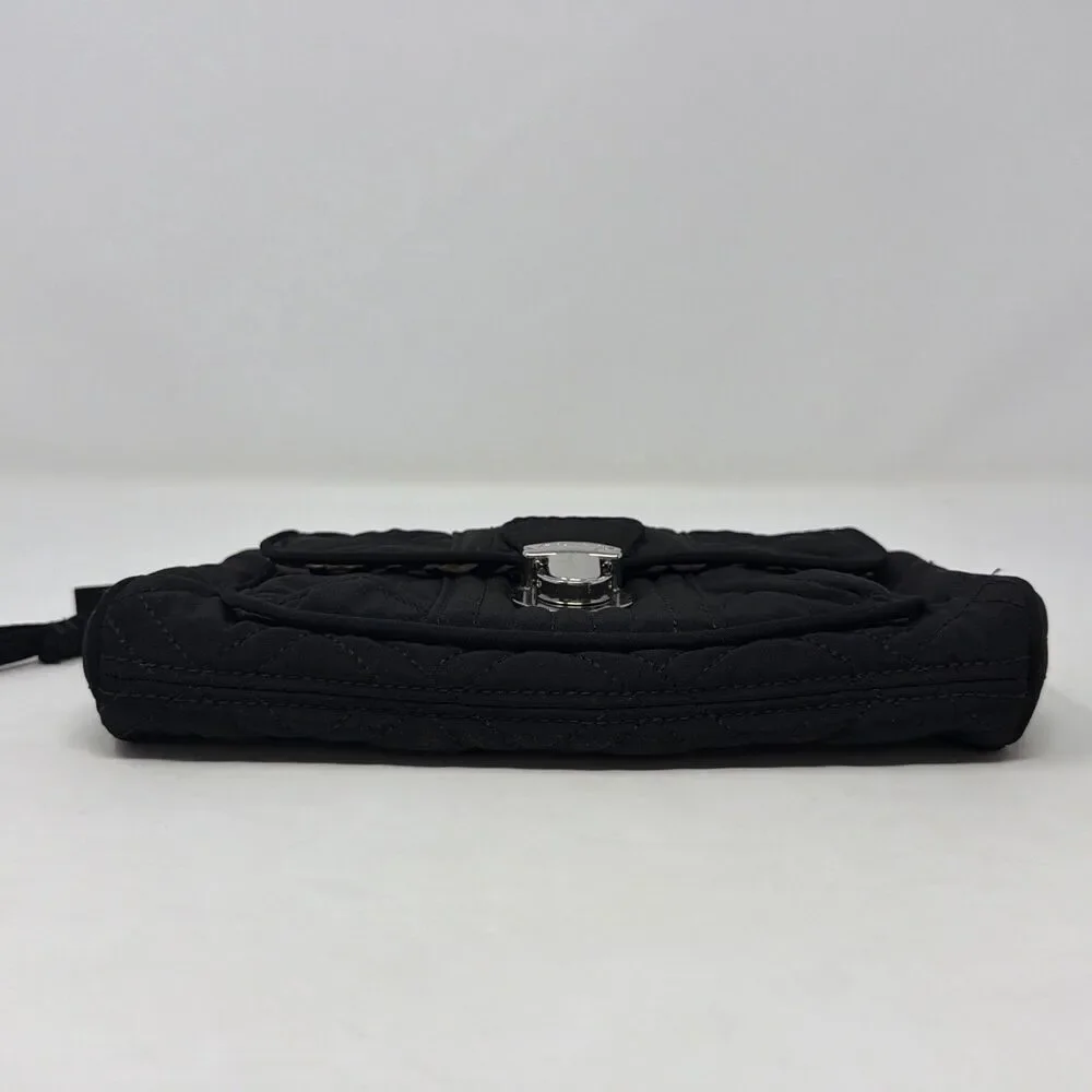 Vera Bradley Black Quilted Turn Lock Wristlet Wallet Clutch Handbag